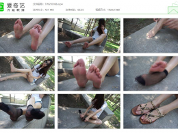 突围摄影_小岩mm公园秀裸足穿脱黑丝肉丝